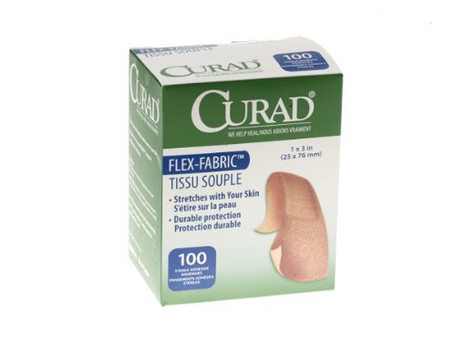 CURAD Flex-Fabric Pflaster, 1 Zoll x 3 Zoll, Packung mit 100 Stück