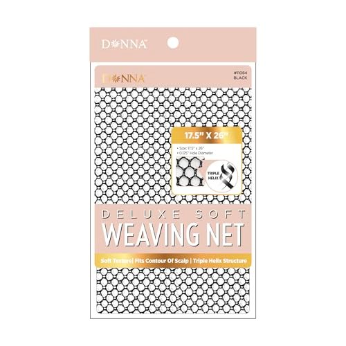 DONNA Deluxe Weichhaarnetz für Sew-in-Weaves 17,5″ × 26″ – Dreifach-Helix-Struktur, weiche Textur, passt sich der Kopfhaut an, langlebiges & flexibles Mesh für Salon und Zuhause, Schwarz