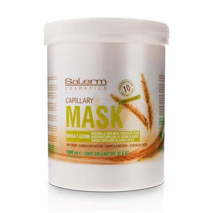 SALERM Nährende Haarmaske – 1000 ml mit Weizenkeimen für trockenes & geschädigtes Haar – Tiefenhydratation, Glanz & Stärkung