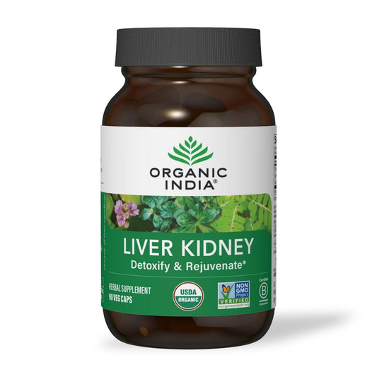 ORGANIC INDIA Leber-Nieren-Kräuterergänzung – Entgiften & Regenerieren, Unterstützt gesunde Leber- und Nierenfunktion, Vegan, Glutenfrei, Koscher, USDA Bio, Non-GMO – 90 Kapseln