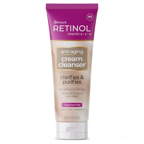 Retinol LIVAURA Anti-Aging Cream Cleanser – Sanfte Gesichtsreinigung für Frauen, feuchtigkeitsspendender Gesichtsreiniger für trockene, fettige & empfindliche Haut, tägliche Gesichtswäsche & Creme-Reiniger für die Hautpflegeroutine