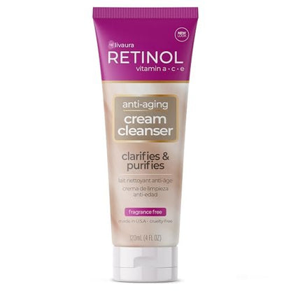 Retinol LIVAURA Anti-Aging Cream Cleanser – Sanfte Gesichtsreinigung für Frauen, feuchtigkeitsspendender Gesichtsreiniger für trockene, fettige & empfindliche Haut, tägliche Gesichtswäsche & Creme-Reiniger für die Hautpflegeroutine
