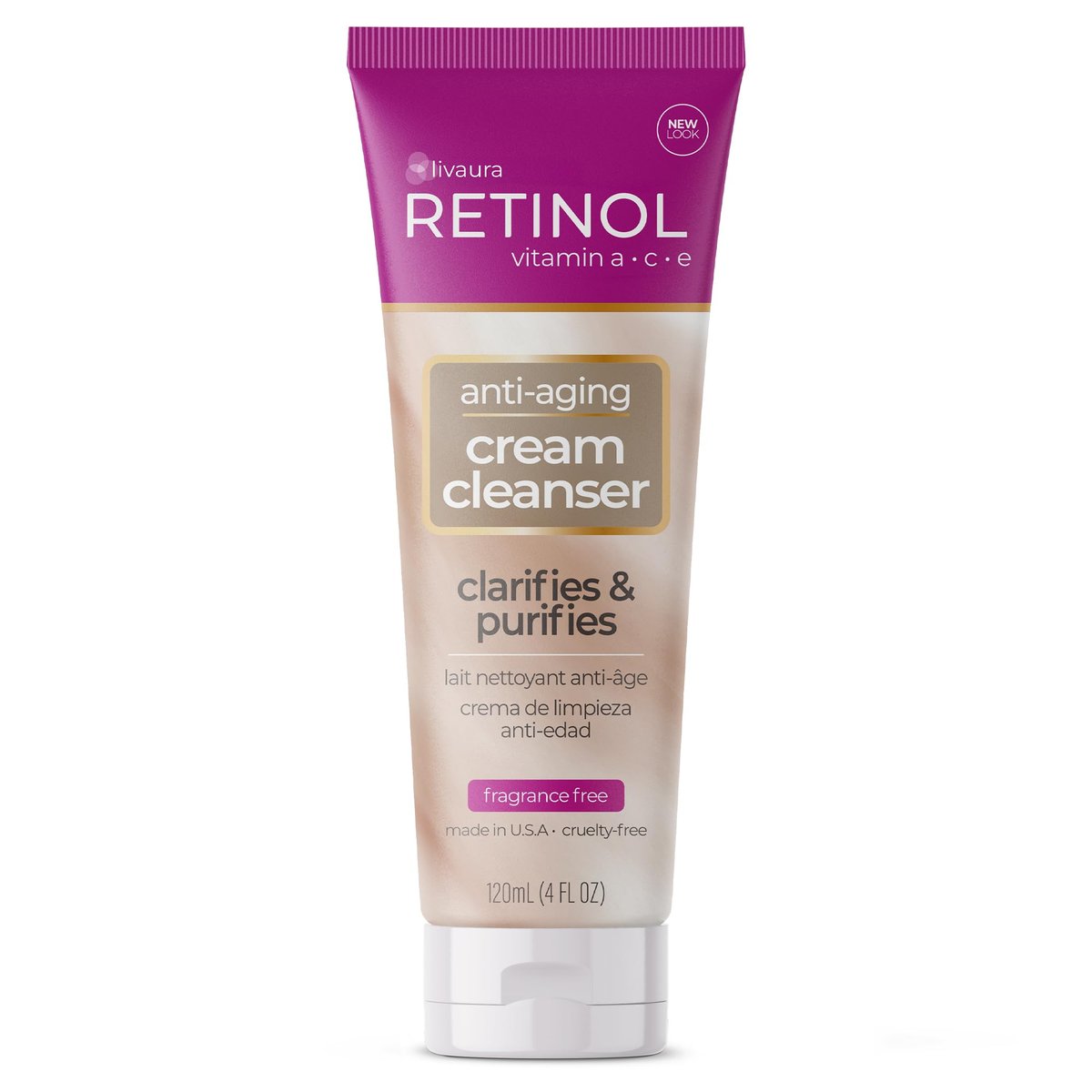 Retinol LIVAURA Anti-Aging Cream Cleanser – Sanfte Gesichtsreinigung für Frauen, feuchtigkeitsspendender Gesichtsreiniger für trockene, fettige & empfindliche Haut, tägliche Gesichtswäsche & Creme-Reiniger für die Hautpflegeroutine