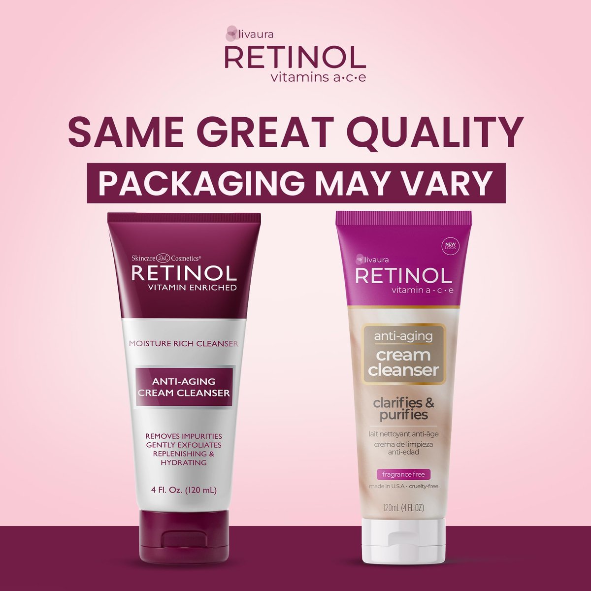Retinol LIVAURA Anti-Aging Cream Cleanser – Sanfte Gesichtsreinigung für Frauen, feuchtigkeitsspendender Gesichtsreiniger für trockene, fettige & empfindliche Haut, tägliche Gesichtswäsche & Creme-Reiniger für die Hautpflegeroutine