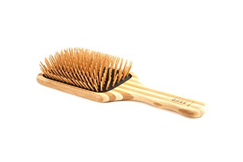 Bass Brushes | The Green Brush | Bamboo Pin + Bamboo Griff Haarbürste | Große Paddle-Bürste