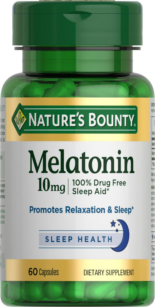 Nature's Bounty Melatonin 10 mg – 60 Kapseln, 100% Arzneimittelfreies Schlafmittel, Nahrungsergänzungsmittel