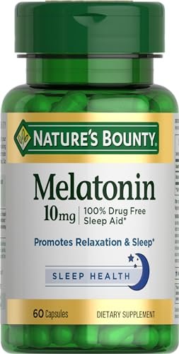 Nature's Bounty Melatonin 10 mg – 60 Kapseln, 100% Arzneimittelfreies Schlafmittel, Nahrungsergänzungsmittel