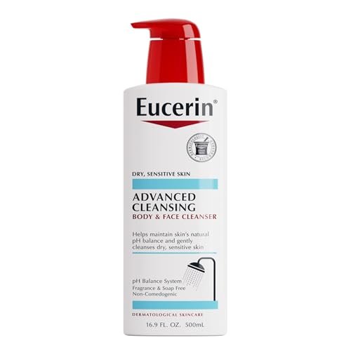 Eucerin Advanced Cleansing Body & Face Waschgel – Duft- und seifenfrei für trockene, empfindliche Haut – 500 ml Flasche