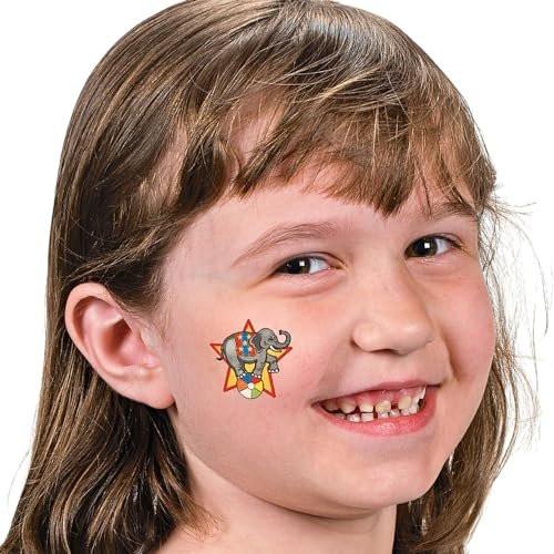 Zirkus-Tattoos für Kinder – 72 temporäre Tattoos im Zirkus-Design, 2 Zoll, bunt