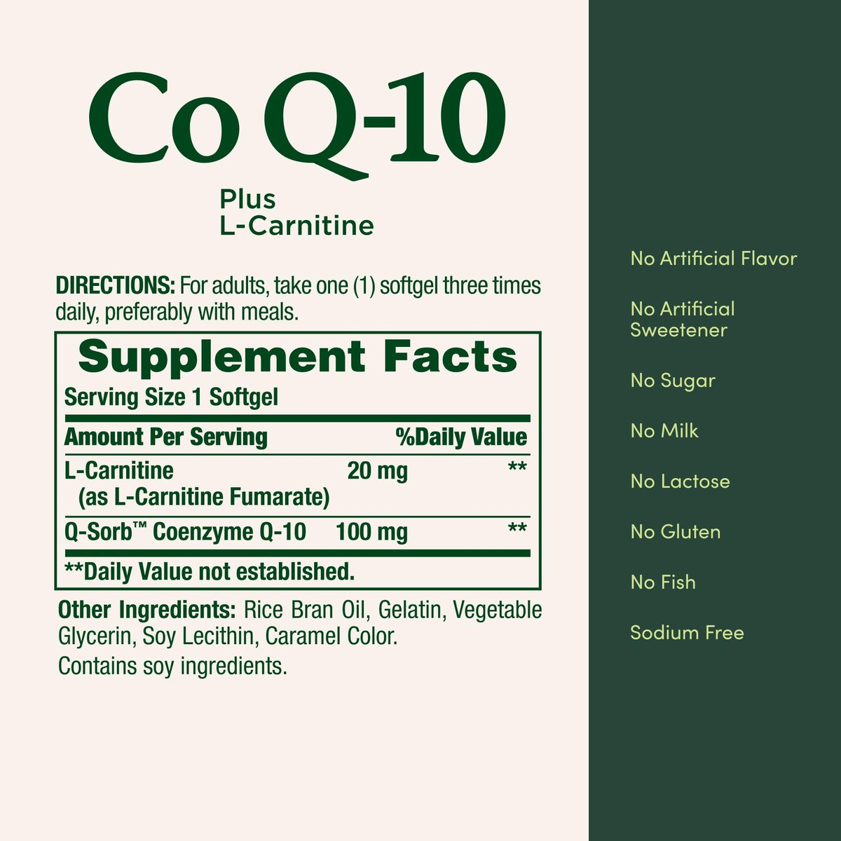 Nature's Bounty CoQ10 mit L-Carnitin, 100 mg, 120 Kapseln, Doppelpack – Nahrungsergänzungsmittel zur Unterstützung der Herzgesundheit