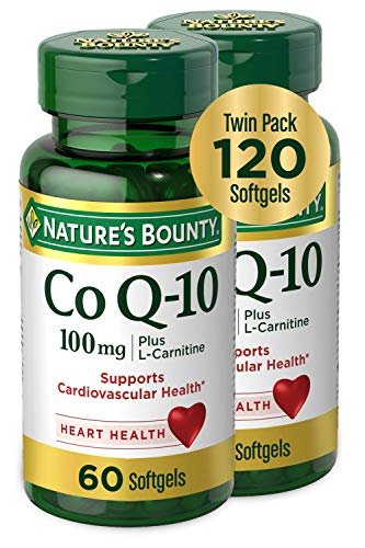 Nature's Bounty CoQ10 mit L-Carnitin, 100 mg, 120 Kapseln, Doppelpack – Nahrungsergänzungsmittel zur Unterstützung der Herzgesundheit