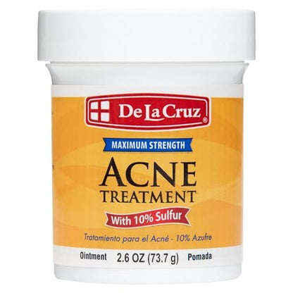 De La Cruz 10% Schwefel-Salbe - Hormonelle Akne-Behandlung für Gesicht und Körper - Tägliche 10-Minuten-Spot-Behandlungsmaske - Wirksame und sichere Behandlung gegen zystische Akne - 2,6 Unzen