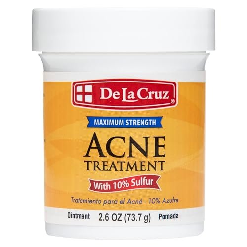 De La Cruz 10% Schwefel-Salbe - Hormonelle Akne-Behandlung für Gesicht und Körper - Tägliche 10-Minuten-Spot-Behandlungsmaske - Wirksame und sichere Behandlung gegen zystische Akne - 2,6 Unzen