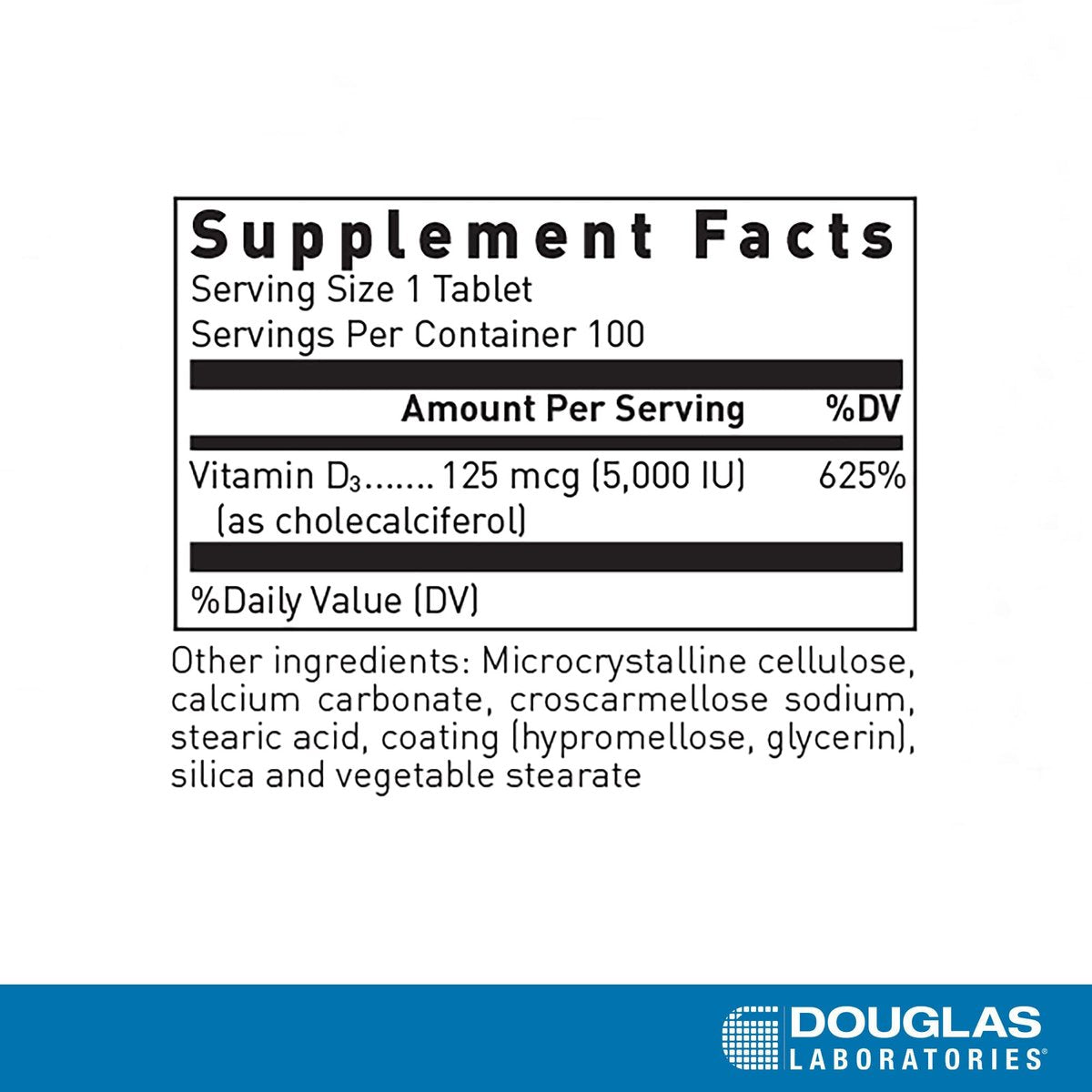 Douglas Laboratories Vitamin D 5.000 I.E. – 100 Tabletten zur Unterstützung des Immunsystems, des Kalziumspiegels und der Knochengesundheit*