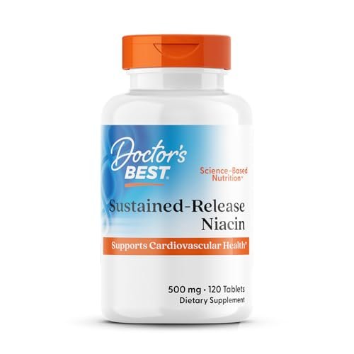 Doctor's Best Niacin 500 mg Extended Release – Nahrungsergänzung für Männer & Frauen – Minimiert Hautrötung, Niacin als Nicotinsäure 500 mg, Unterstützung der Herz-Kreislauf-Gesundheit, Glutenfrei, Vegan, Non-GMO – 120 Tabletten