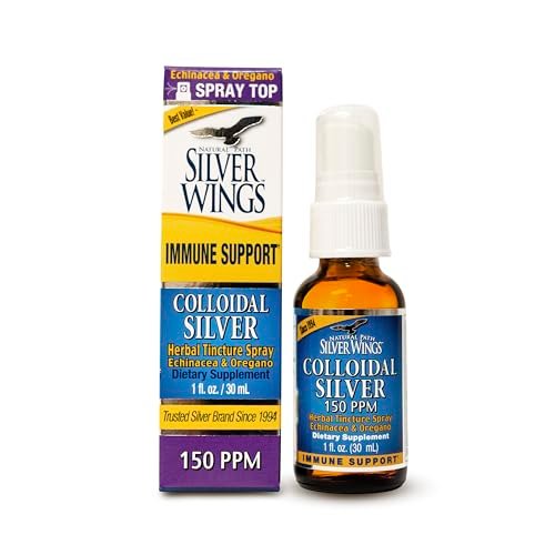 Natural Path Silver Wings Kolloidales Silber 150ppm (750mcg) mit Echinacea & Oregano – Immununterstützung, 30 ml Spray