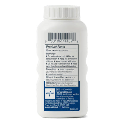 Medline Remedy Essentials Maisstärke-Puder (1,5 oz Flasche) – Frischer Duft, Talkumfrei, Reisegröße, Hautpflege, absorbiert Schweiß, beruhigt, reduziert Reibung & Scheuern – für Erwachsene, Füße, Leisten