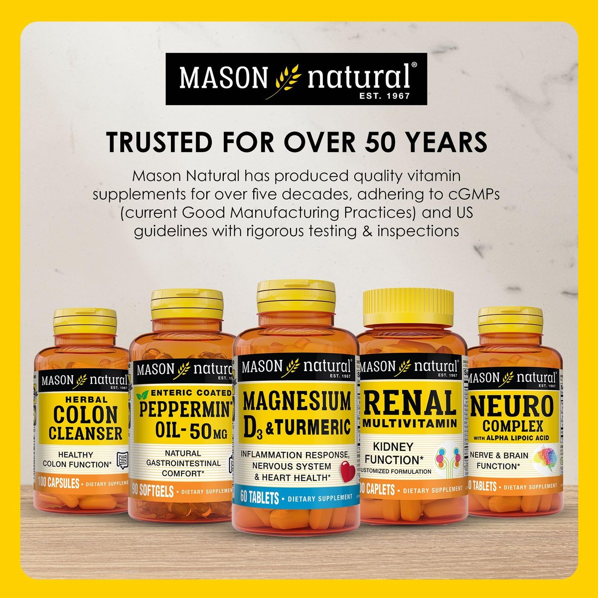 MASON NATURAL Ganze Kräuter-Ingwer 500 mg, 2-Monats-Versorgung, natürliches Kräuterergänzungsmittel, 60 Kapseln