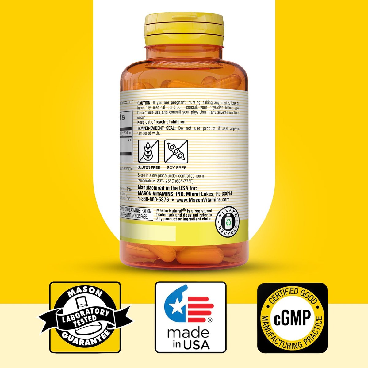 MASON NATURAL Ganze Kräuter-Ingwer 500 mg, 2-Monats-Versorgung, natürliches Kräuterergänzungsmittel, 60 Kapseln