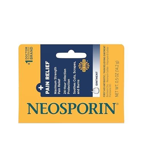 Neosporin + Maximalstarke Schmerzlinderung Dual-Wirkung Salbe, Topisches Antibiotikum und Analgetikum für 24-Stunden-Infektionsschutz mit Bacitracin Zink & Pramoxin HCl, 0,5 Unze