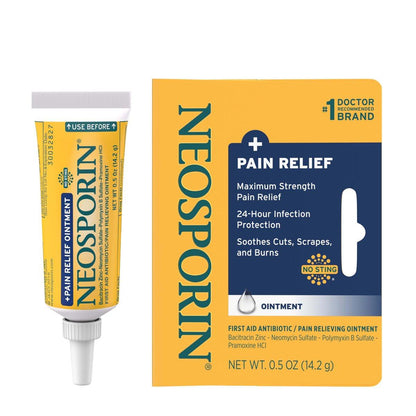 Neosporin + Maximalstarke Schmerzlinderung Dual-Wirkung Salbe, Topisches Antibiotikum und Analgetikum für 24-Stunden-Infektionsschutz mit Bacitracin Zink & Pramoxin HCl, 0,5 Unze