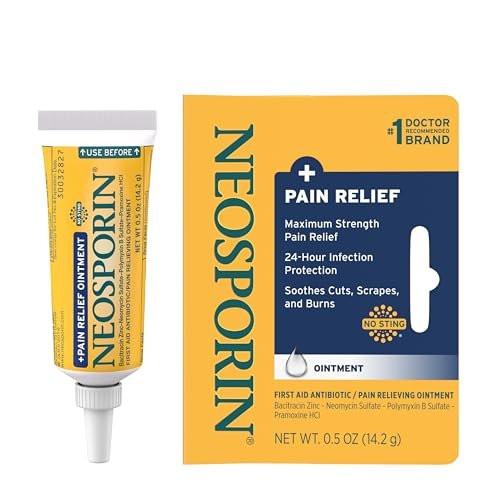 Neosporin + Maximalstarke Schmerzlinderung Dual-Wirkung Salbe, Topisches Antibiotikum und Analgetikum für 24-Stunden-Infektionsschutz mit Bacitracin Zink & Pramoxin HCl, 0,5 Unze