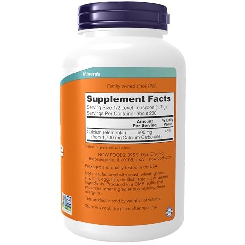 NOW Foods Calcium Carbonate Pulver – 340 g, hoher Calciumgehalt zur Unterstützung der Knochengesundheit