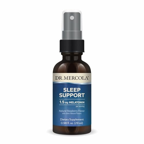 Dr. Mercola Schlafunterstützung mit Melatonin Spray – Fördert erholsamen Schlaf – Nicht-GMO, glutenfrei & sojafrei – Natürlicher Himbeergeschmack – 0,98 fl oz (35 Portionen)
