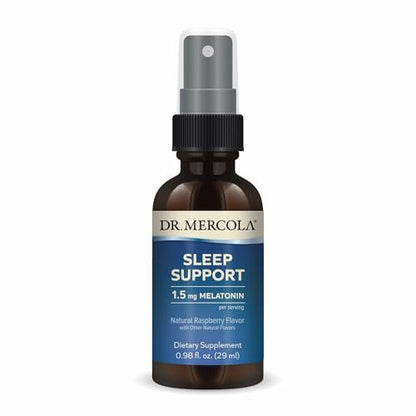 Dr. Mercola Schlafunterstützung mit Melatonin Spray – Fördert erholsamen Schlaf – Nicht-GMO, glutenfrei & sojafrei – Natürlicher Himbeergeschmack – 0,98 fl oz (35 Portionen)