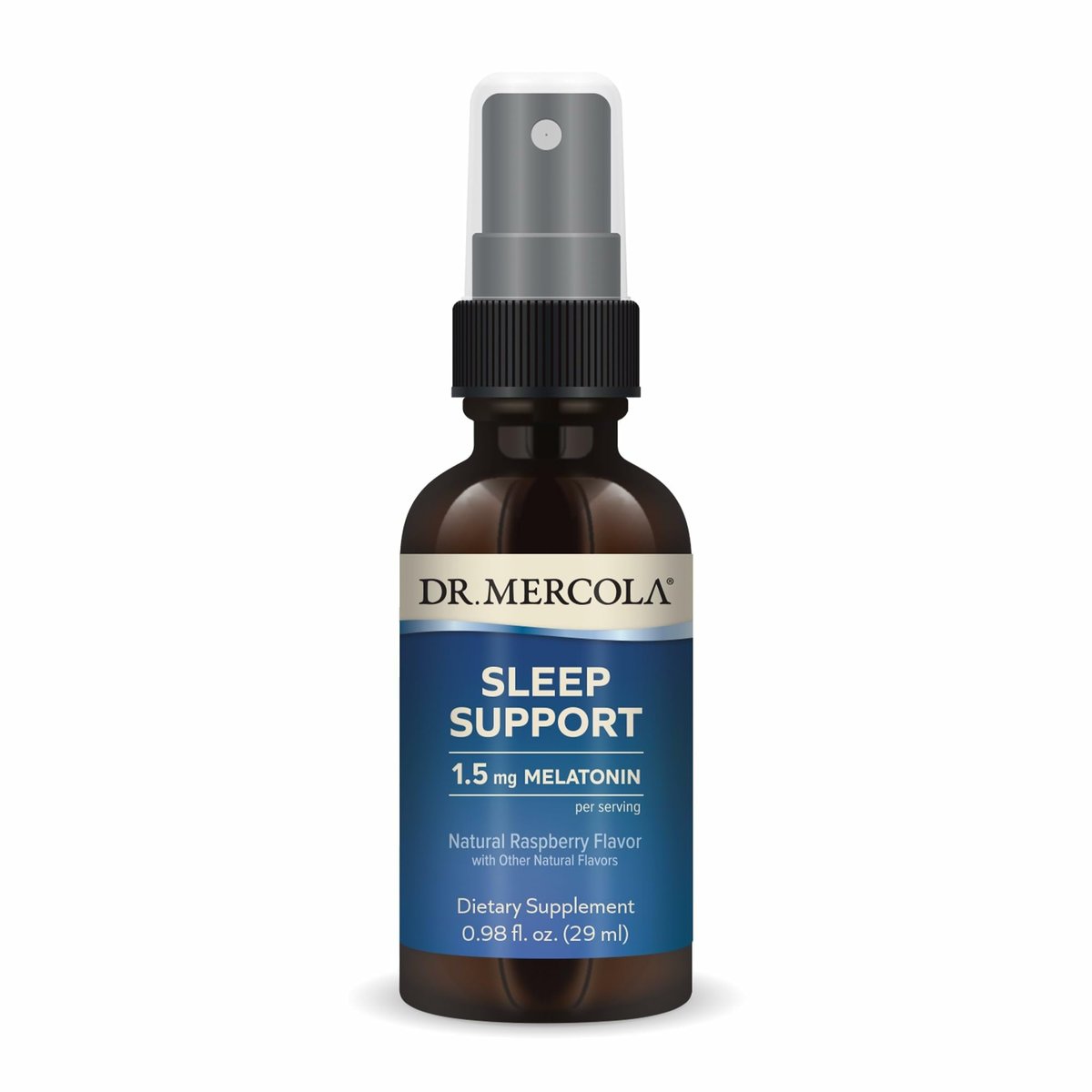 Dr. Mercola Schlafunterstützung mit Melatonin Spray – Fördert erholsamen Schlaf – Nicht-GMO, glutenfrei & sojafrei – Natürlicher Himbeergeschmack – 0,98 fl oz (35 Portionen)