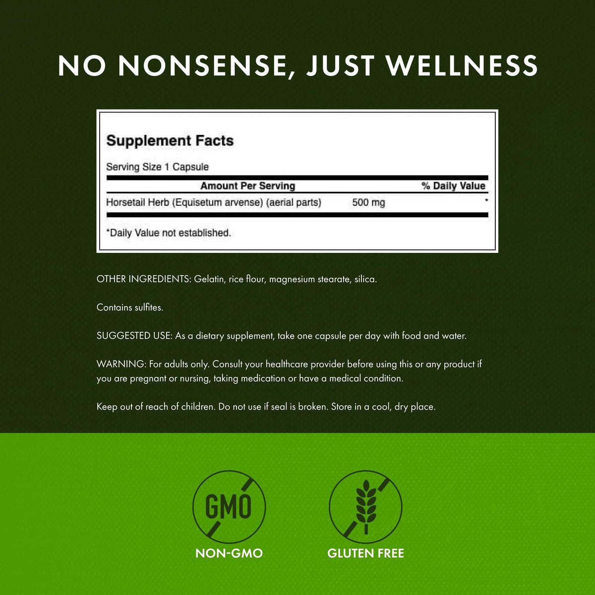 Swanson Ackerschachtelhalm - Kräuterergänzung für gesundes Haar, Haut & Nägel - Natürliche Inhaltsstoffe für Knochengesundheit & Harnwegsunterstützung - (90 Kapseln, 500 mg)