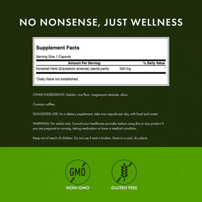 Swanson Ackerschachtelhalm - Kräuterergänzung für gesundes Haar, Haut & Nägel - Natürliche Inhaltsstoffe für Knochengesundheit & Harnwegsunterstützung - (90 Kapseln, 500 mg)