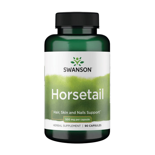 Swanson Ackerschachtelhalm - Kräuterergänzung für gesundes Haar, Haut & Nägel - Natürliche Inhaltsstoffe für Knochengesundheit & Harnwegsunterstützung - (90 Kapseln, 500 mg)