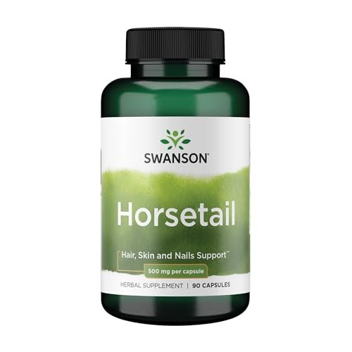 Swanson Ackerschachtelhalm - Kräuterergänzung für gesundes Haar, Haut & Nägel - Natürliche Inhaltsstoffe für Knochengesundheit & Harnwegsunterstützung - (90 Kapseln, 500 mg)