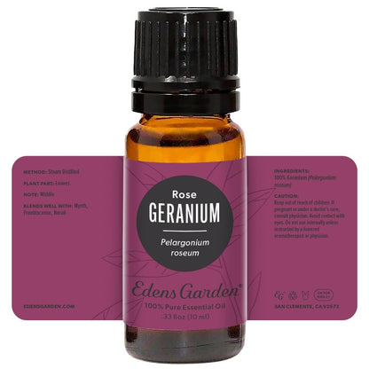 Edens Garden Geranien-Rosen Ätherisches Öl – 100 % reine Premium-Qualität, unverdünnt, natürlich, therapeutisch, für Diffuser, Gesicht, Kerzen, Haare 10 ml