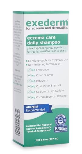 Exederm Shampoo für Ekzeme & seborrhoische Dermatitis, 237 ml – ultra-sensible, nicht reizende Formel für trockene, gereizte, schuppige und juckende Kopfhaut, hypoallergen, paraben- und sulfatfrei