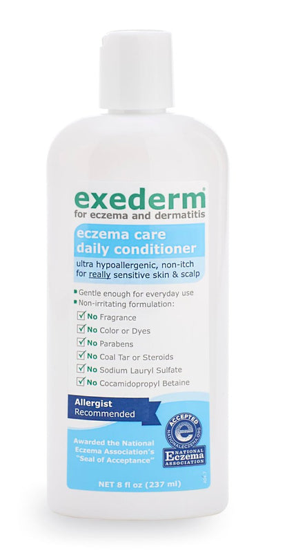 Exederm Conditioner für Ekzeme und seborrhoische Dermatitis, 237 ml – Ultra sensible, nicht reizende Formel, feuchtigkeitsspendende tägliche Haarpflege für geschmeidiges, kämmbares Haar, hypoallergen, paraben- und sulfatfrei