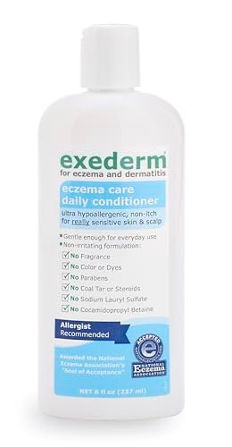 Exederm Conditioner für Ekzeme und seborrhoische Dermatitis, 237 ml – Ultra sensible, nicht reizende Formel, feuchtigkeitsspendende tägliche Haarpflege für geschmeidiges, kämmbares Haar, hypoallergen, paraben- und sulfatfrei