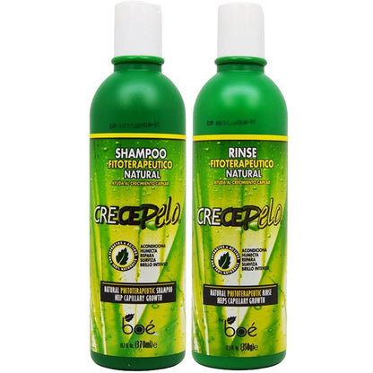 Crece Pelo Natürliches Haarwachstum Duo – Pflanzentherapeutisches Shampoo & Spülung Set – Fördert Wachstum, Stärke & Glanz – Pflanzliche Formel – Sulfatfrei, Ohne Farbstoffe – 355 ml pro Flasche