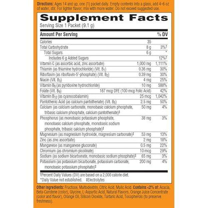 Emergen-C 1000 mg Vitamin C Pulver – Tägliche Immununterstützung, Koffeinfrei, mit Zink, Mangan, B-Vitaminen und Elektrolyten, Super Orange Geschmack – 10 Beutel