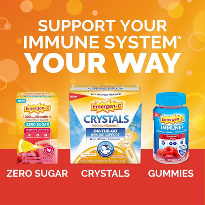 Emergen-C 1000 mg Vitamin C Pulver – Tägliche Immununterstützung, Koffeinfrei, mit Zink, Mangan, B-Vitaminen und Elektrolyten, Super Orange Geschmack – 10 Beutel