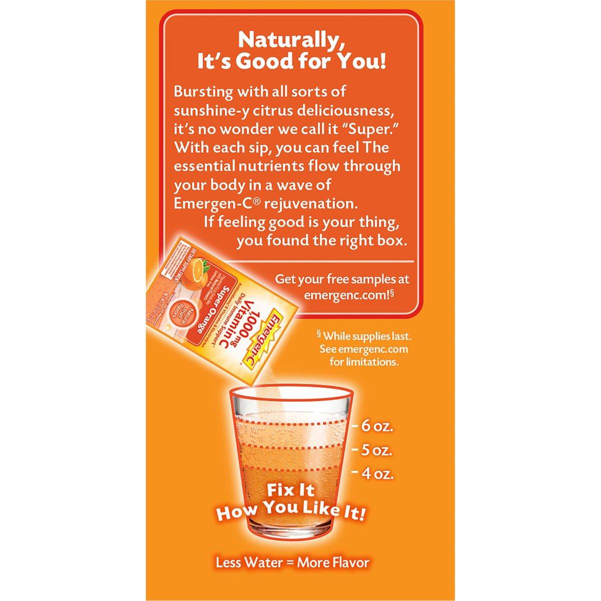Emergen-C 1000 mg Vitamin C Pulver – Tägliche Immununterstützung, Koffeinfrei, mit Zink, Mangan, B-Vitaminen und Elektrolyten, Super Orange Geschmack – 10 Beutel