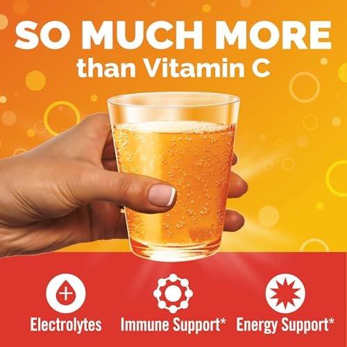 Emergen-C 1000 mg Vitamin C Pulver – Tägliche Immununterstützung, Koffeinfrei, mit Zink, Mangan, B-Vitaminen und Elektrolyten, Super Orange Geschmack – 10 Beutel