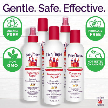 Fairy Tales Rosmarin Abwehr Tägliches Kinder Shampoo & Conditioner Duo – 12 fl oz Shampoo + 8 fl oz Conditioner – Kinder lieben den Duft, Läuse nicht