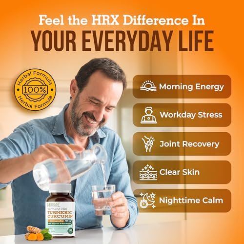 Herbal Destination Turmeric Supplement Hrx – Immunsystem-Unterstützung, Stoffwechsel-Booster, Gelenkpflege mit Curcumin, Boswellia, Curcuma & Schwarzem Pfeffer Extrakt – 60 Kapseln