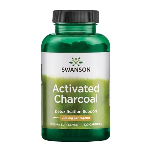 Swanson Aktivkohle Verdauungsunterstützung – 260 mg pro Kapsel, 120 Kapseln (520 mg pro Portion)