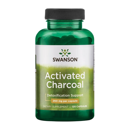 Swanson Aktivkohle Verdauungsunterstützung – 260 mg pro Kapsel, 120 Kapseln (520 mg pro Portion)
