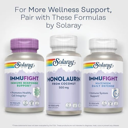 SOLARAY Monolaurin 500 mg – Monolaurin aus natürlichem Kokosnussöl – Nahrungsergänzungsmittel für kraftvolle Nährstoffunterstützung – Laborgeprüft – 60 vegane Kapseln