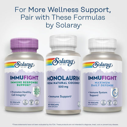 SOLARAY Monolaurin 500 mg – Monolaurin aus natürlichem Kokosnussöl – Nahrungsergänzungsmittel für kraftvolle Nährstoffunterstützung – Laborgeprüft – 60 vegane Kapseln