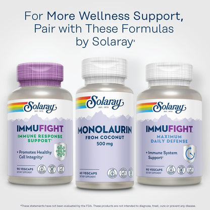 SOLARAY Monolaurin 500 mg – Monolaurin aus natürlichem Kokosnussöl – Nahrungsergänzungsmittel für kraftvolle Nährstoffunterstützung – Laborgeprüft – 60 vegane Kapseln